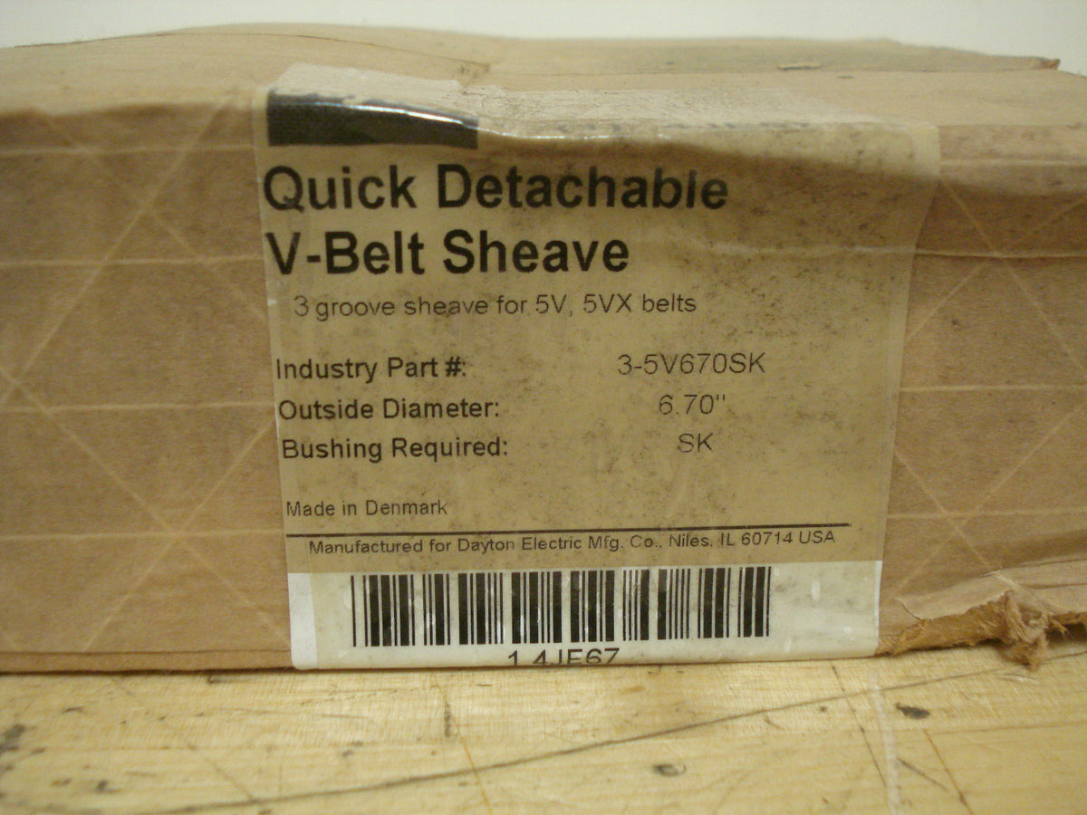Detachable V-Belt Pulley 3 Groove 3-5V670SK 6.70" O.D. for 5V 5VX Section -1
