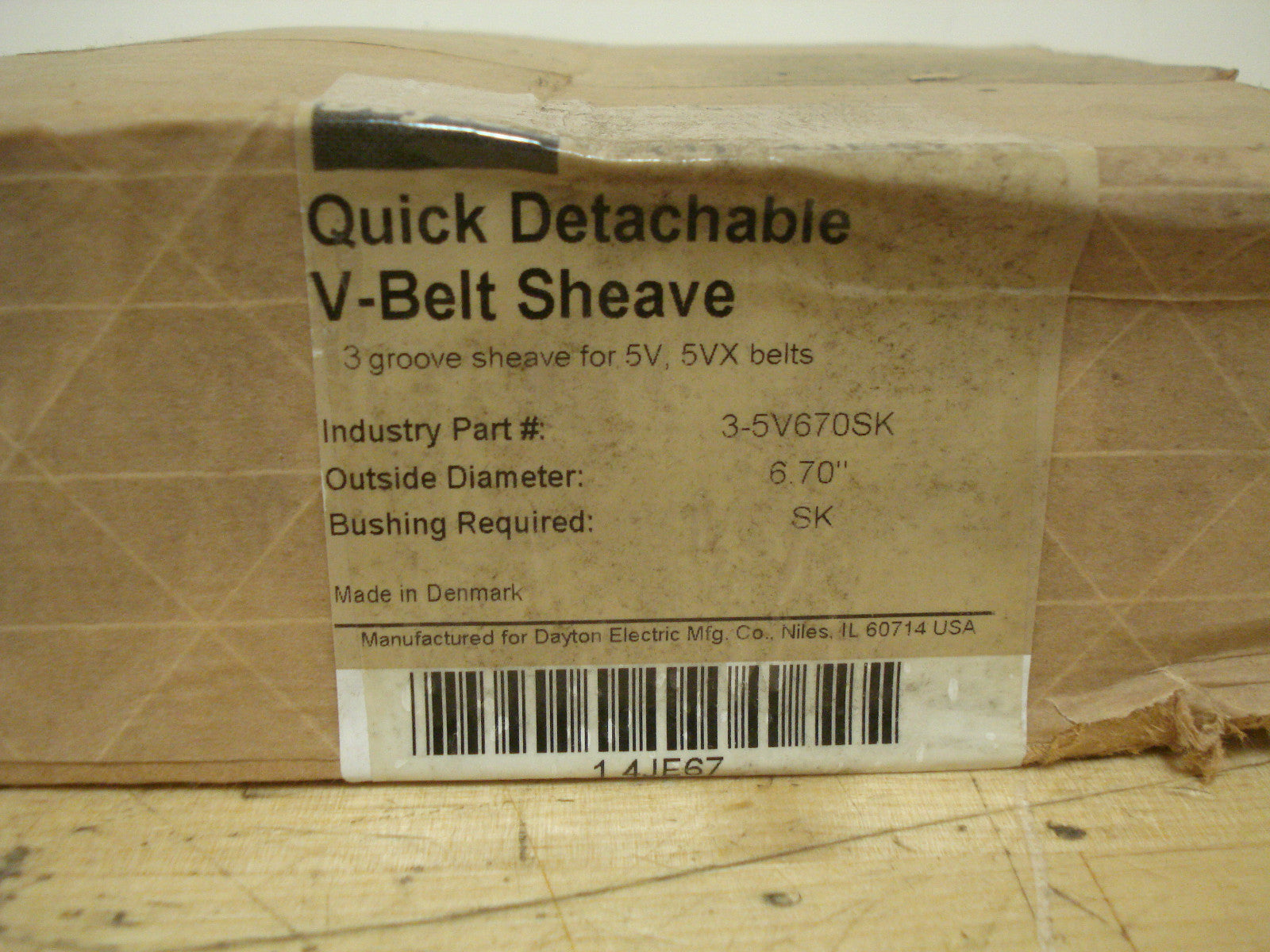Detachable V-Belt Pulley 3 Groove 3-5V670SK 6.70" O.D. for 5V 5VX Section -1