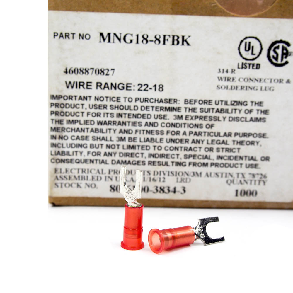 3M 22-18 AWG Nylon Block Fork Terminals MNG18-8FBK (1000 Pieces) -1