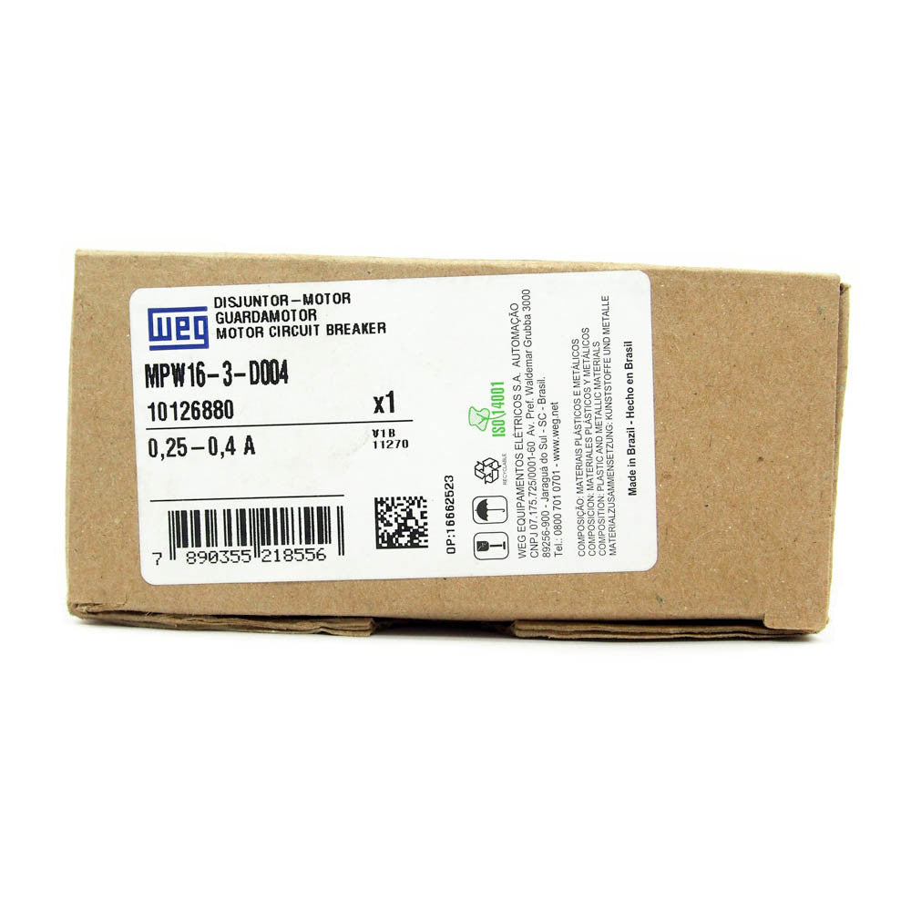 WEG MPW16 Pushbutton Manual Motor Starter Motor Protector MPW16-3-D004 -3