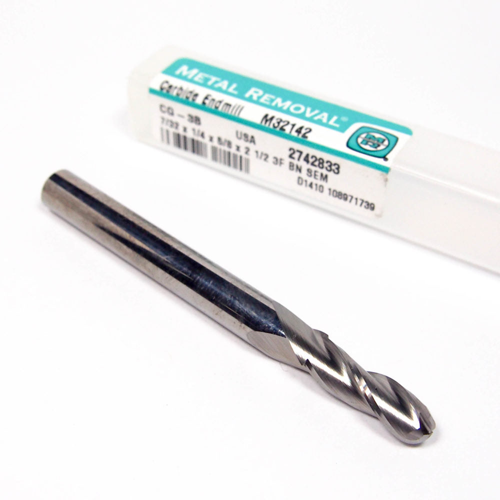 METAL REMOVAL Carbide Ball End Mill 7/32" 3FL M321422