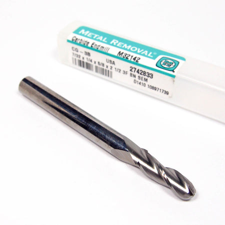 METAL REMOVAL Carbide Ball End Mill 7/32" 3FL M321422