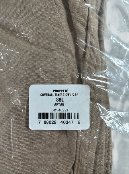 Propper F51154622138L Unisex Size 38L Nomex(R) 6 Outside Pockets Tan Flight Suit2