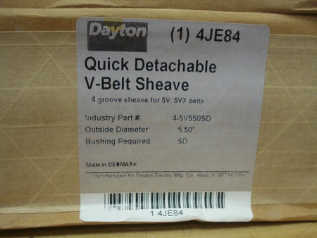 Dayton 4JE84 5.50" Quick Detachable Cast Iron V-Belt Pulley -1