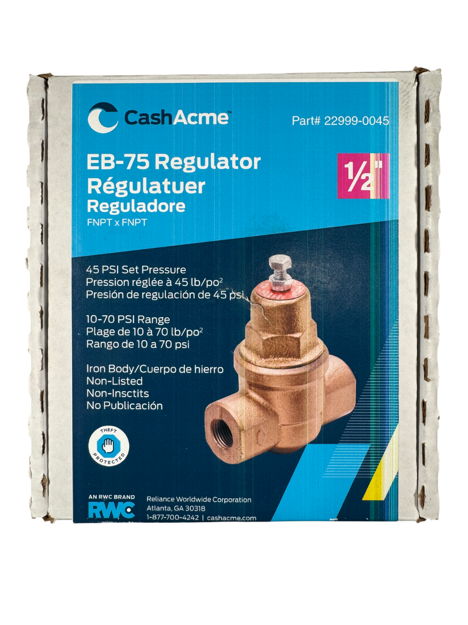 Cash Acme 22999-0045 1/2" Pipe 10-70 PSI Range EB-75 Iron Pressure Regulator0