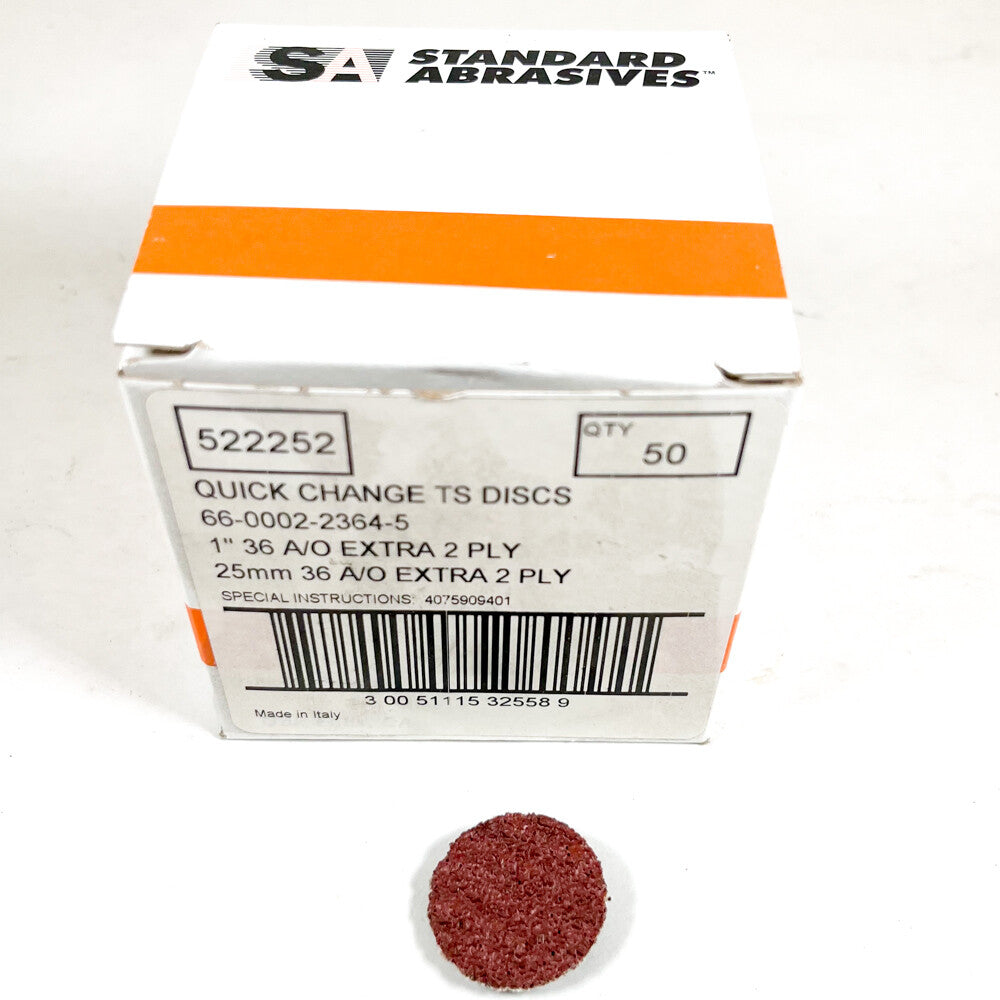 Standard Abrasives 522252 1" 36 Grit Quick Change Discs (Box of 50) -0