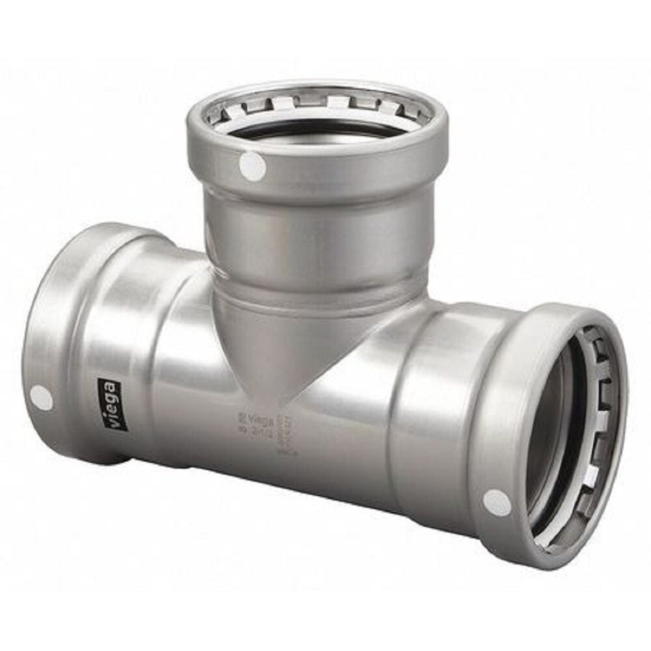Viega 26610 4" x 4" x 2" 200 PSI Zinc Nickel-Plated Carbon Steel Tee -