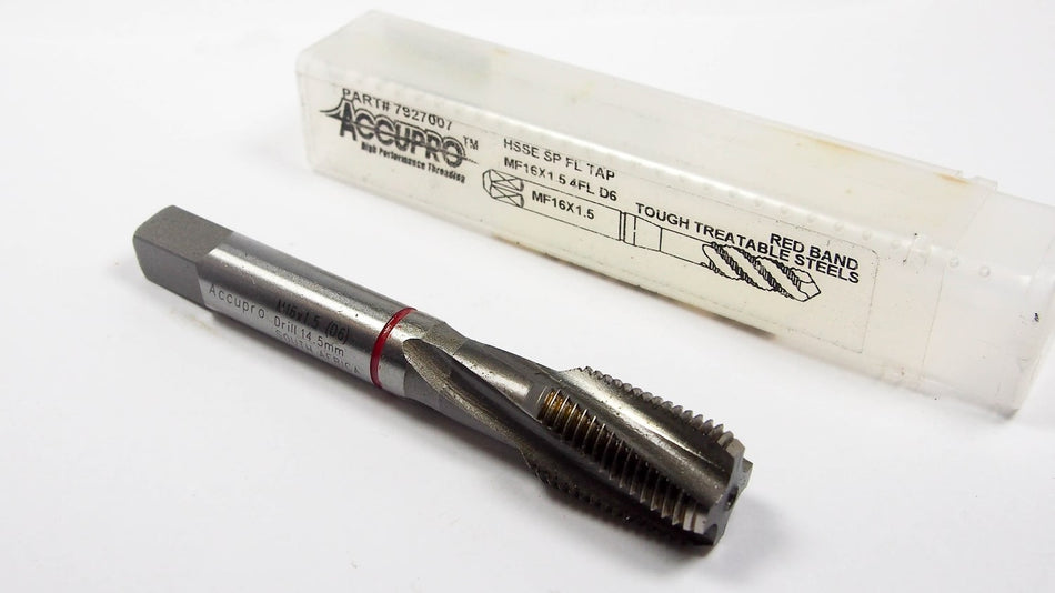 Modified Bottoming Spiral Flute Tap M16x1.50 D6 4FL HSSE Red Band