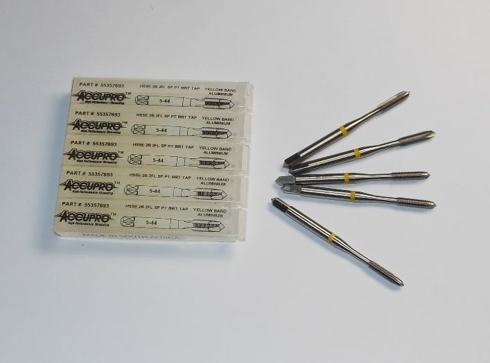 Spiral Point Plug Taps 5-44 2B 2FL HSSE Yellow Band (5 Pcs)