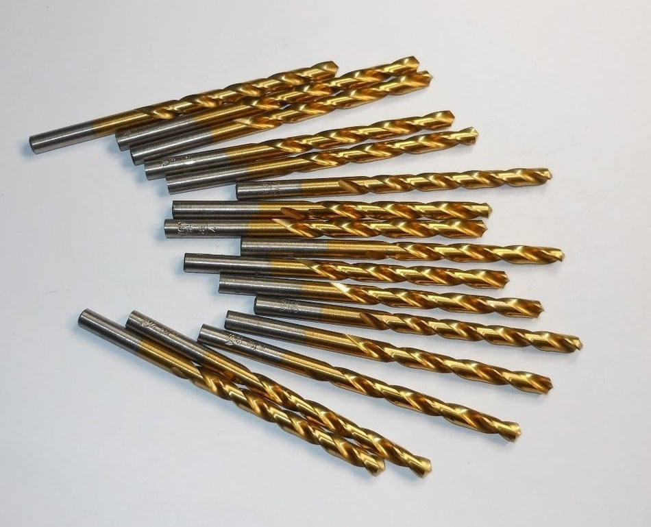 Jobber Length Drills 7/32" HSS 118° TiN 2-1/2" LOC x 3-3/4" (16 Pcs)