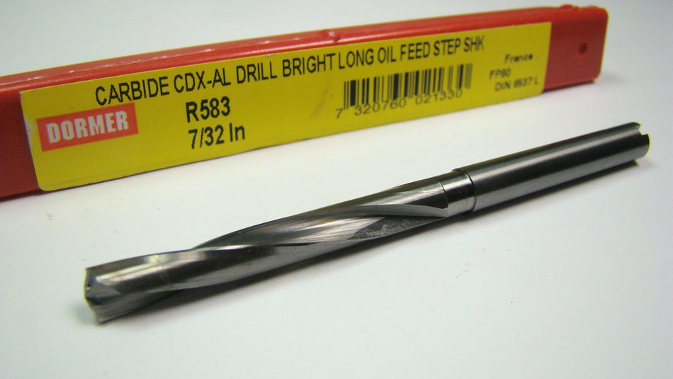 DORMER Carbide Coolant Jobber Drill 7/32" 130° 5xD TiAlN R583
