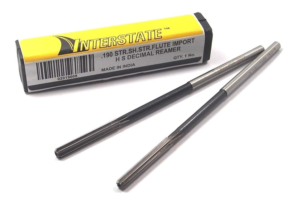 Straight Chucking Reamers 0.1900" 6FL HSS 5" OAL (2 Pcs)