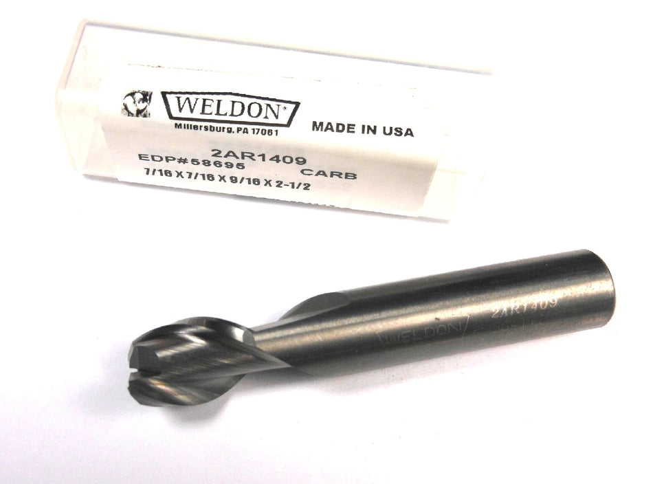 WELDON Carbide End Mill 7/16" 2FL 7/16" x 9/16" x 2-1/2" 2AR1409
