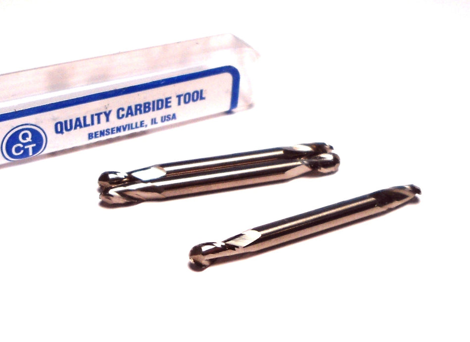 QCT Double Ball Carbide End Mills 1/8" 2FL 1/8" x 1/4" x 1-1/2" (3 Pcs)