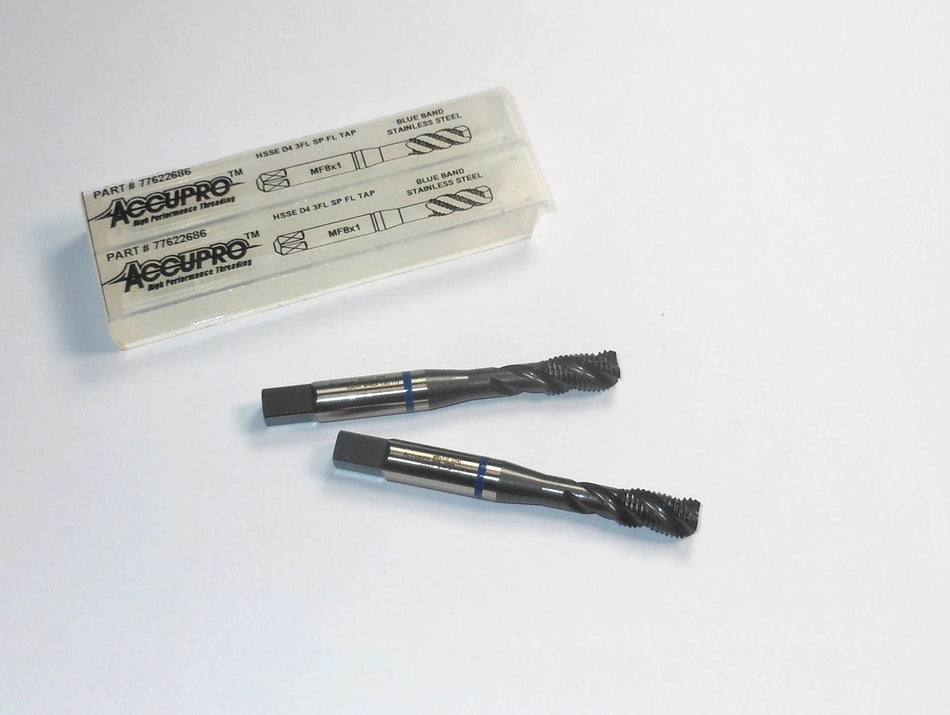 Modified Bottoming Spiral Flute Taps MF8x1.00 D4 3FL HSSE (2 Pcs)