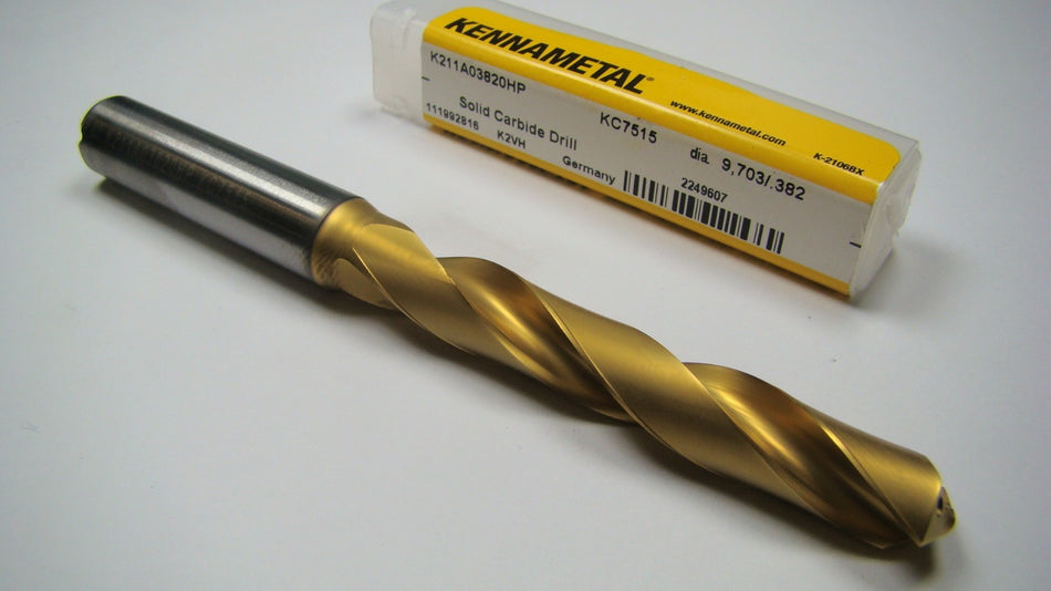 Kennametal Carbide Jobber Drill Bit 9.703mm 0.3819" 135° TiN 2249607