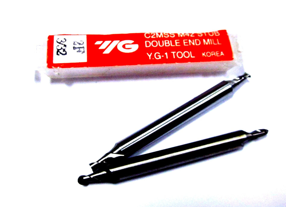 YG-1 Cobalt Dble Ball EMills 3/32" 2FL 3/16" x 9/64" x 2" 55260 (2 Pcs)