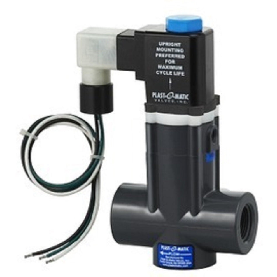 Plast-O-Matic EASMT4V12W24-120/60-CP 1/2" x 3/8" 125 PSI CPVC Solenoid Valve -