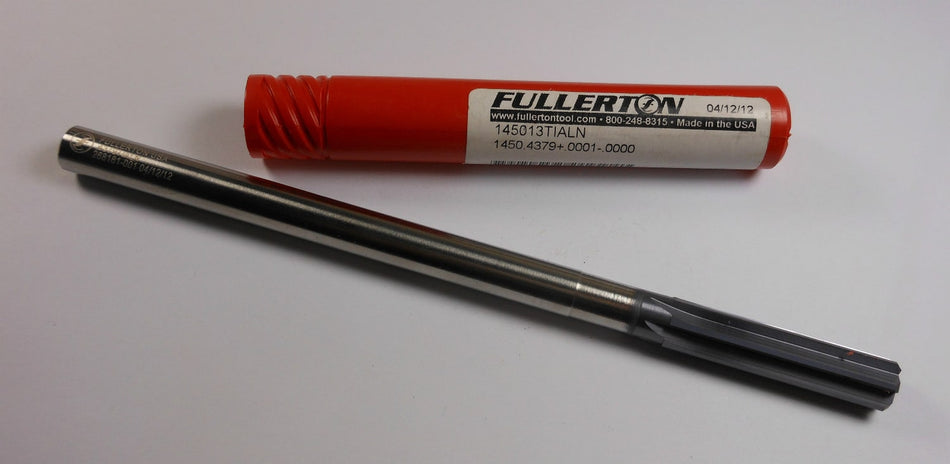 FULLERTON Straight Chucking Reamer 0.4379" 6FL TiAlN 1-3/4" x 7"