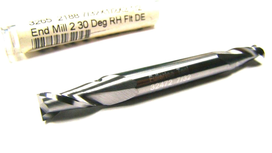 FULLERTON Double Square Carbide End Mill 7/32" 2FL 1/4 x 1/2" x 2-1/2" 32472