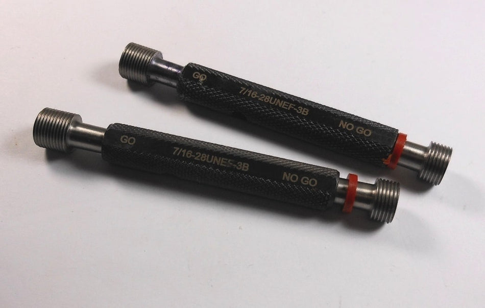 Plug Double Thread Gages 7/16-28 3B Go; No Go NPL Handle 2 (2 Pcs)