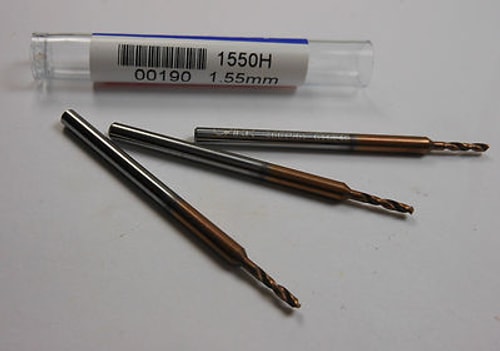 GARR TOOL Carbide Drills 1.55mm 2FL Helica 140° 1550H 00190 (3 Pcs)