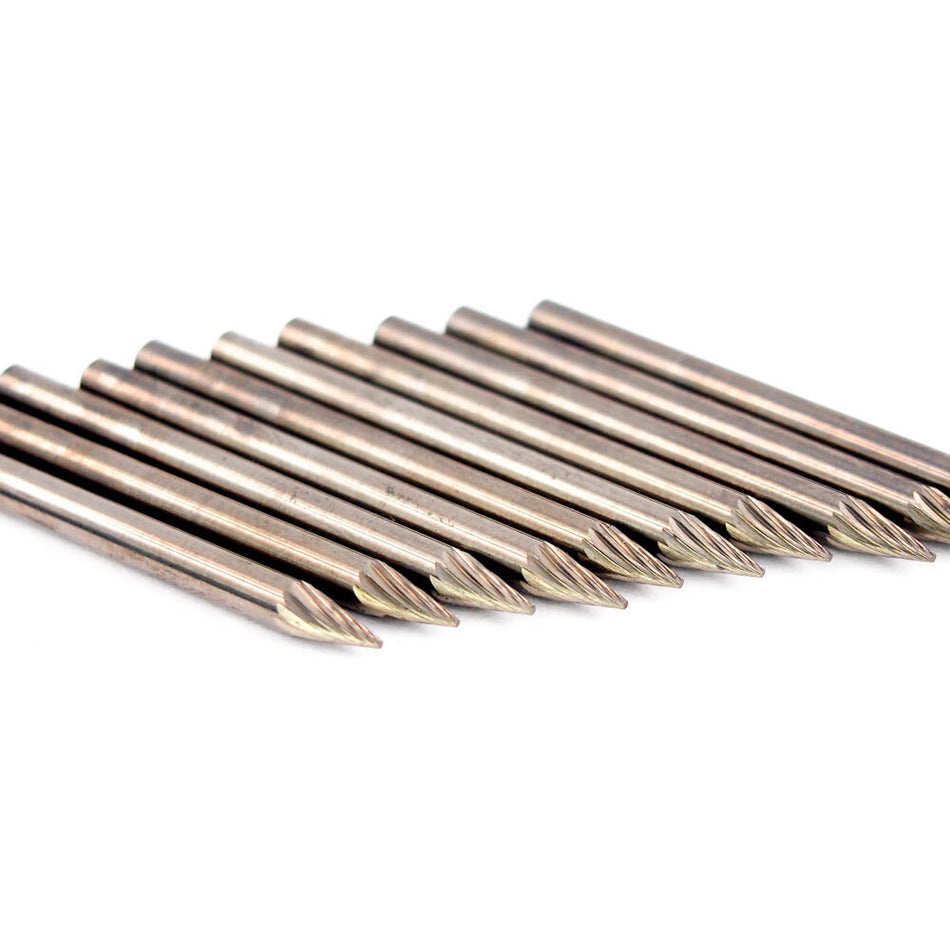 SGS Carbide Cone Burs SM-42 1/8" x 1-1/2" 23° S/C B85940 (10 Pcs)