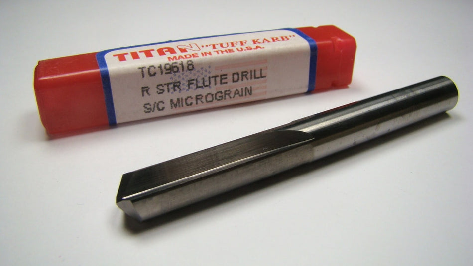 TITAN Carbide Straight Flute Drill #R 0.3390" 140° 3" OAL TC19618