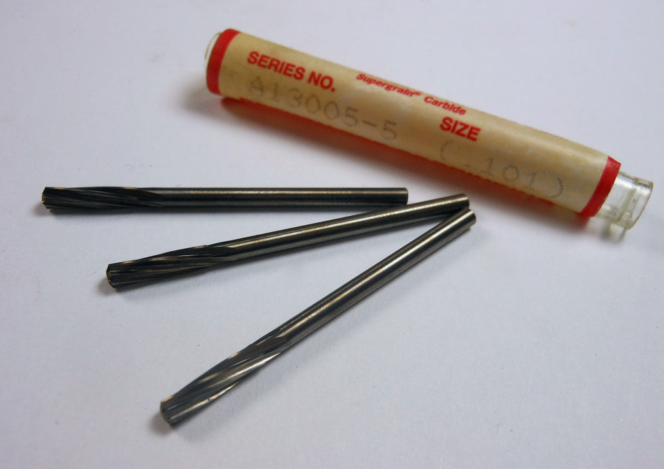 BAY STATE Carbide Spiral Chucking Reamers 0.101" 6FL A13005-5 (3 Pcs)