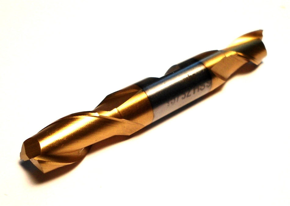 Square Double End Mill 15/32" 2FL HSS TiN 1/2" x 3/4" x 3-11/16"