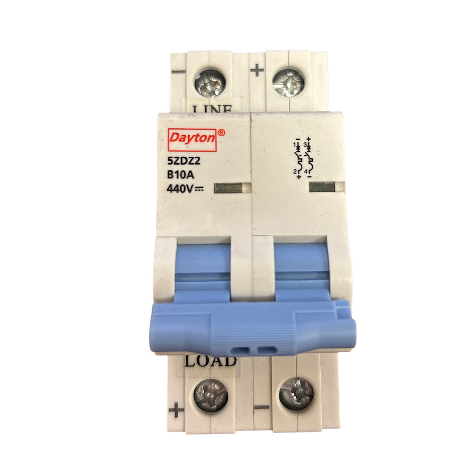 Dayton 5ZDZ2 10A 440V 2 Poles 1PH 4 AWG IEC Supplementary Protector -