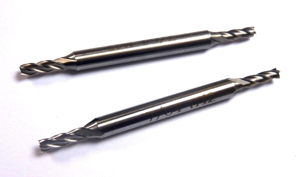 Cobalt Double End Mills 7/64" 4FL 3/16" x 21/64" x 2-1/4" (2 Pcs)