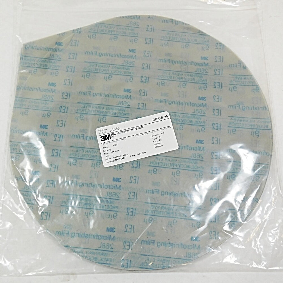 3M 268L Microfinishing PSA Film 12 in Disc 9 MIC (Pack of 25) -