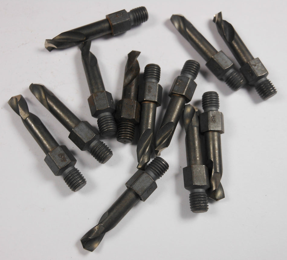 Threaded Shank Short Drills #2 0.2210" HSS 135° 9/16" x 1-1/4" (12 Pcs)