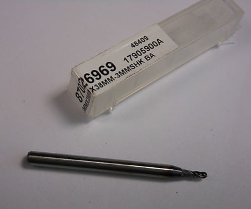 Carbide Ball End Mill 1.5mm 4FL 3mm Shank x 3mm LOC x 38mm OAL 87026969