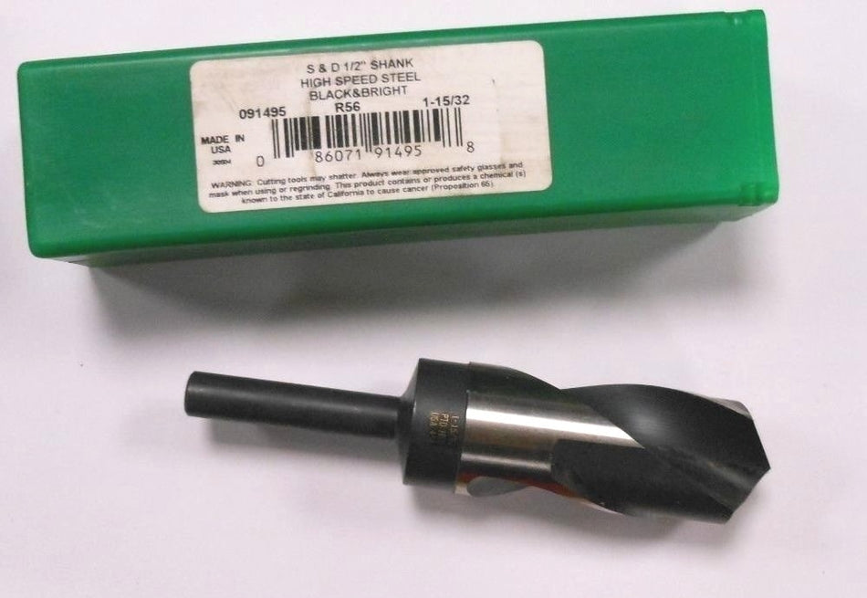 Silver Deming Reduced Shank Drill 1-15/32" HSS 118° 1/2" Shank