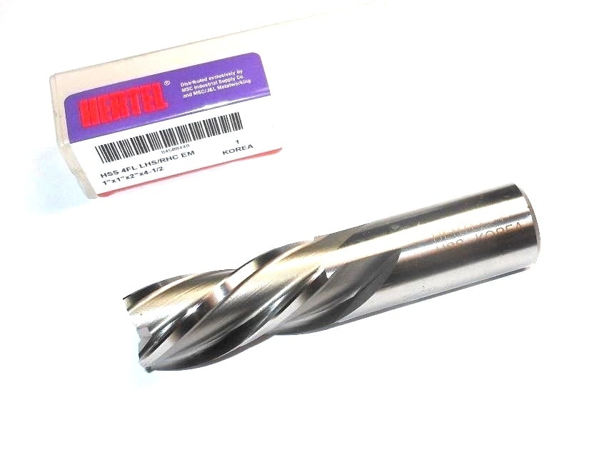 Hertel LHS/RHC Square End Mill 1" 4FL HSS 1" x 2" x 4-1/2"