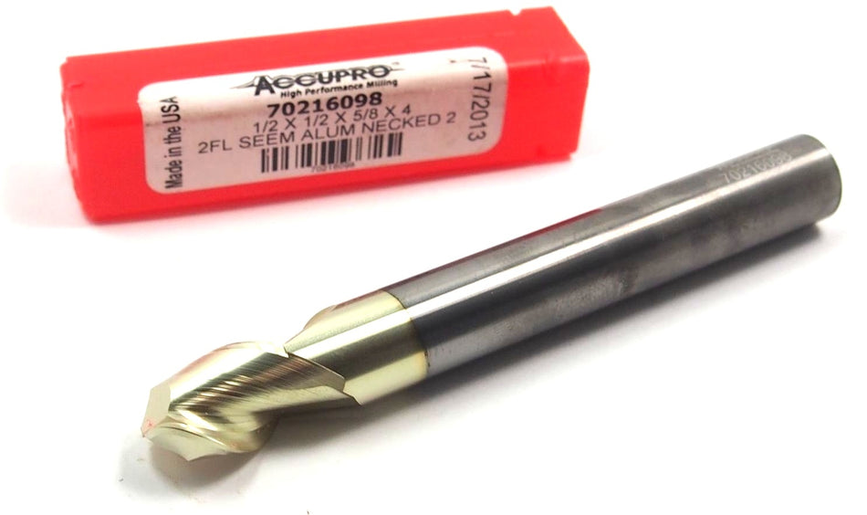 Carbide Ball End Mill 1/2" 2FL ZrN 1/2" x 5/8" x 4" USA