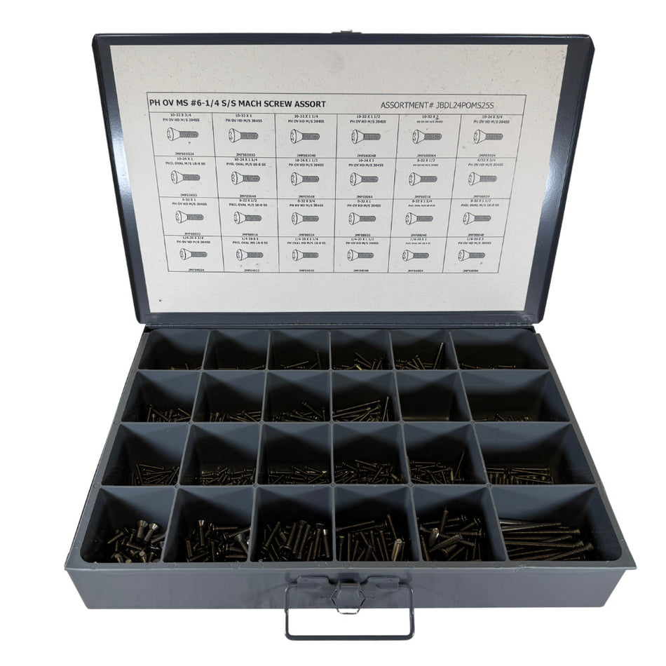 Durham JBDL24POMS25S Stainless Steel Plain Phillips Screw Assortment -