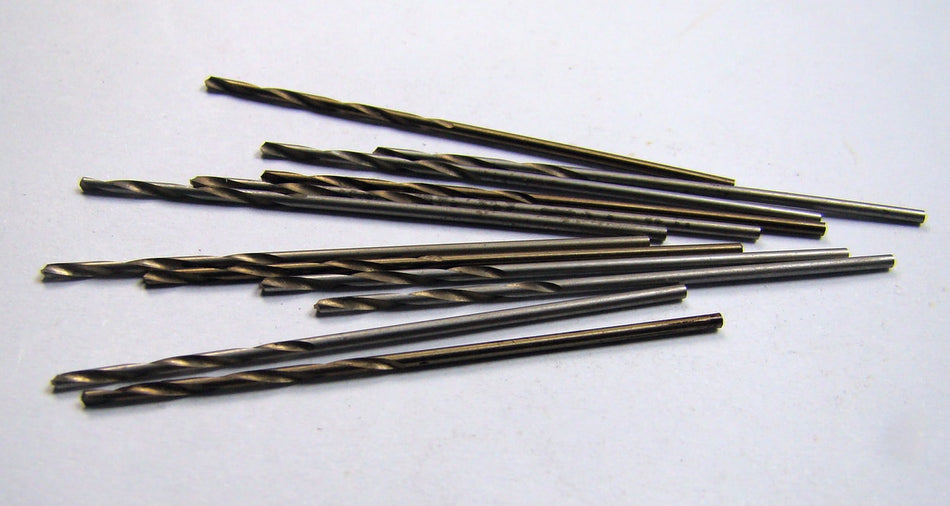 Cobalt Jobber Length Drills #60 0.040" 135° Gold 11/16" LOC x 1-5/8" (12 Pcs)