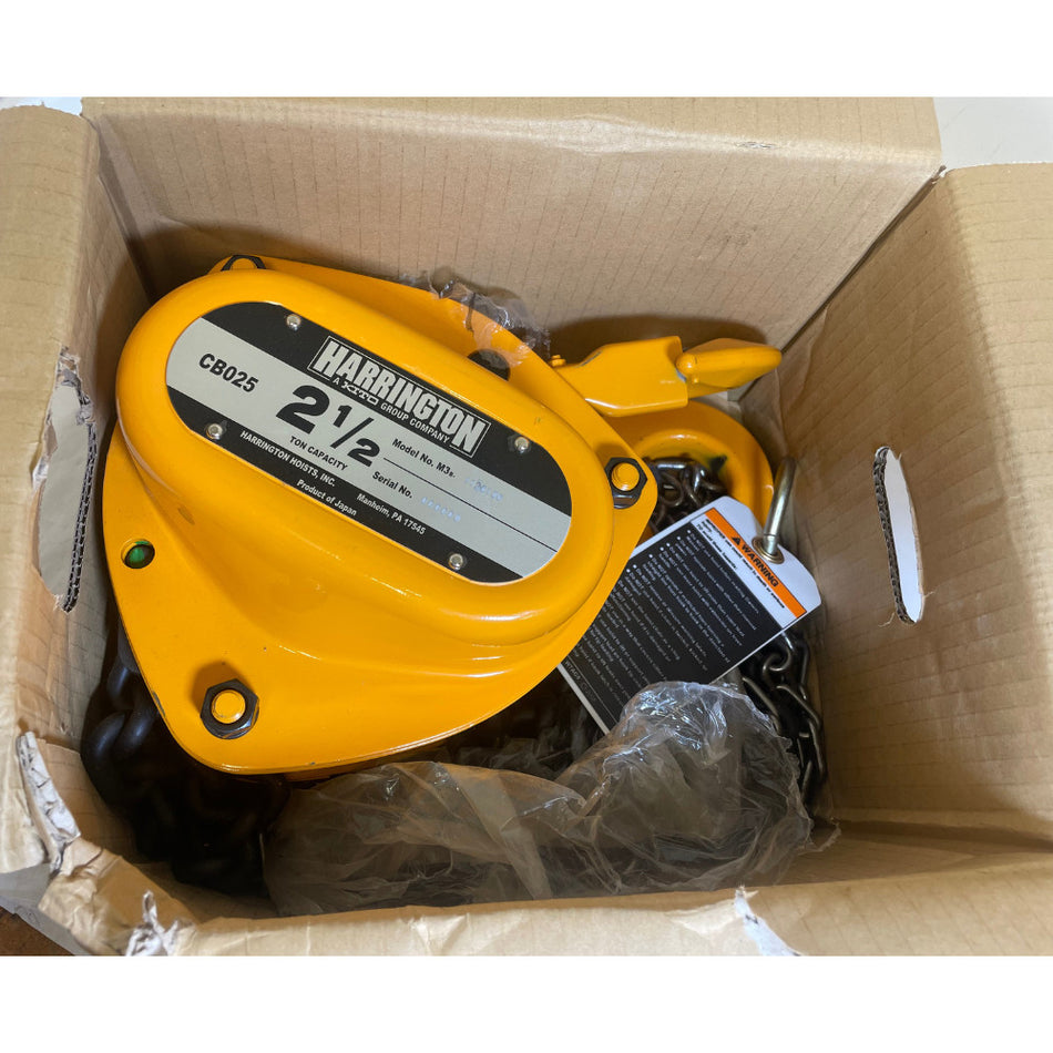 Harrington CB025-8 2500 Lb 8' Hook Mounted Manganese Alloy Manual Chain Hoist -