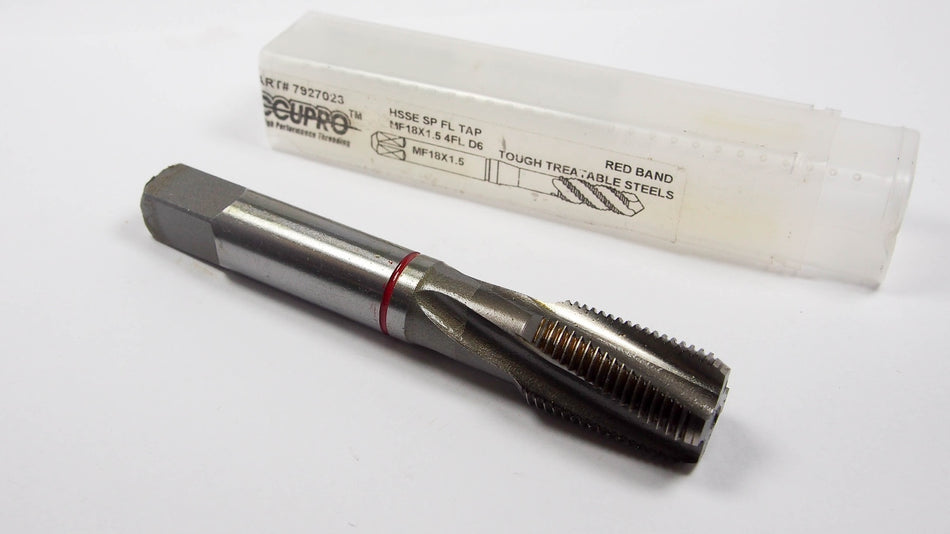 Modified Bottoming Spiral Flute Tap M18x1.50 D6 4FL HSSE Red Band