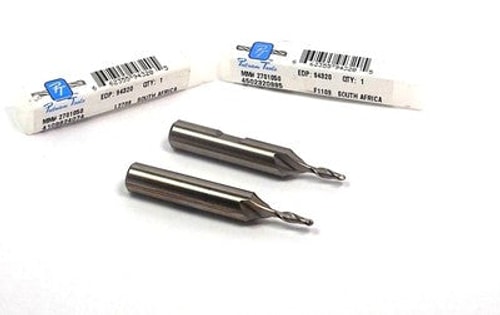 Single Ball End Mills 1/8" HSS 2FL 3/8" x 3/8" x 2-5/16" (2 Pcs)