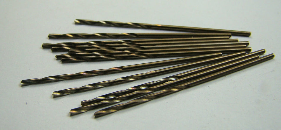 Cobalt Jobber Length Drills #59 135° Gold 11/16" x 1-5/8" (12 Pcs)