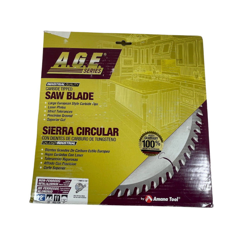 A.G.E. MD12-725 12" 72T TCG Carbide Tipped Aluminum Circular Saw Blade