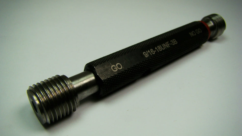 Plug Double Thread Gage 9/16-18 3B Go; No Go Steel Handle 3