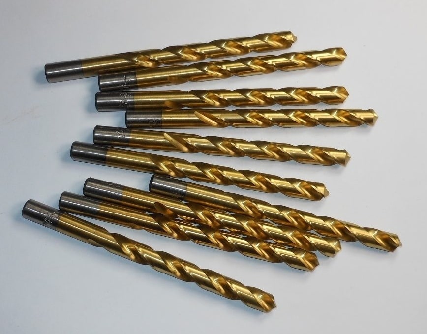 Jobber Length Drills 3/8" HSS 118° TiN 3-5/8" LOC x 5" OAL (10 Pcs)