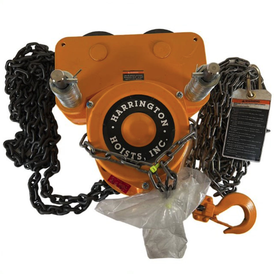 Harrington NTH010-10 2000 Lb x 10 ft Lift Push Trolley Manual Chain Hoist