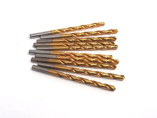 Jobber Length Drills 7/32" HSS TiN 118° 2-1/2" x 3-3/4" USA (10 Pcs)