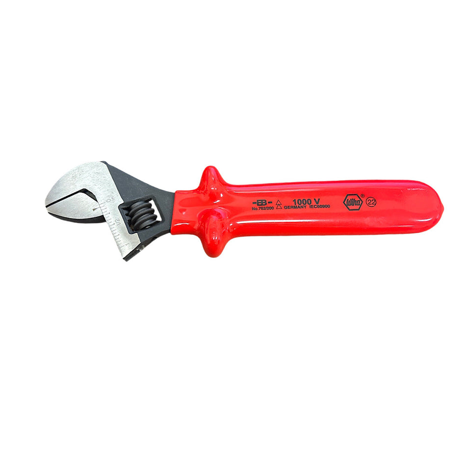 Wiha 796/200 8" OAL 1000V Chrome Vanadium Steel Adjustable Wrench